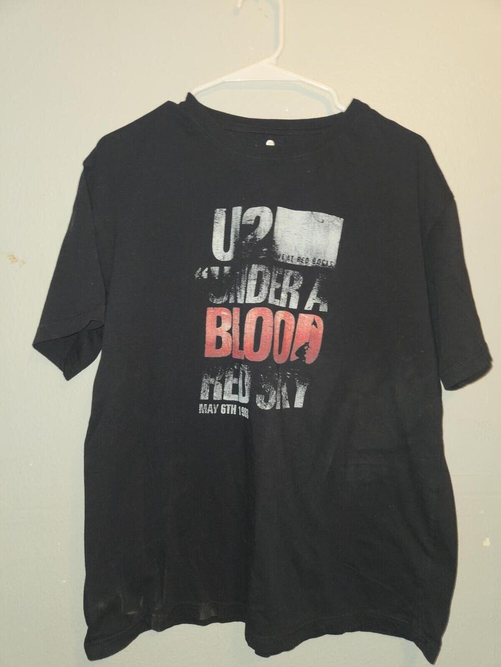 U2 Under A Blood Red Sky NEW WAVE ROCK BAND BLACK RED Graphic T-Shirt MENS SZ XL